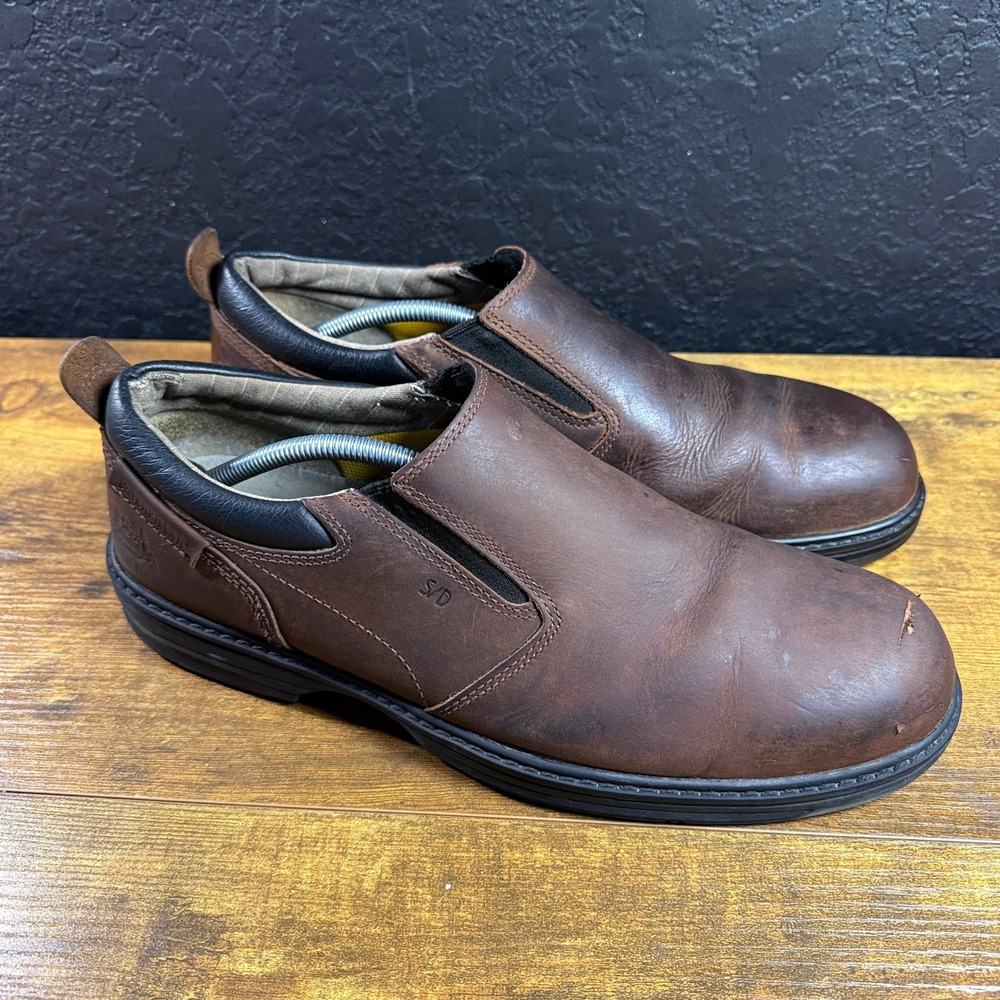 Caterpillar Conclude P90100 Brown Leather Slip-On Work Shoes Mens Size 12